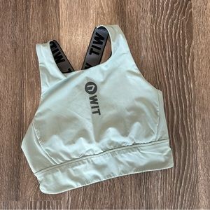 Wit Fitness | Sage Green High Neck Padded High Impact Sports Bra Sz Small